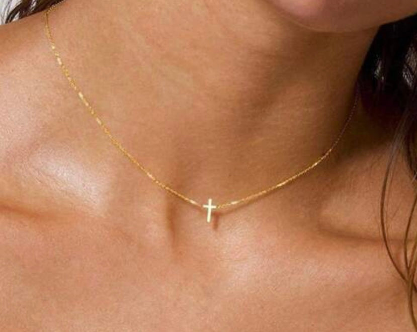 Gold Dainty Cross Necklace