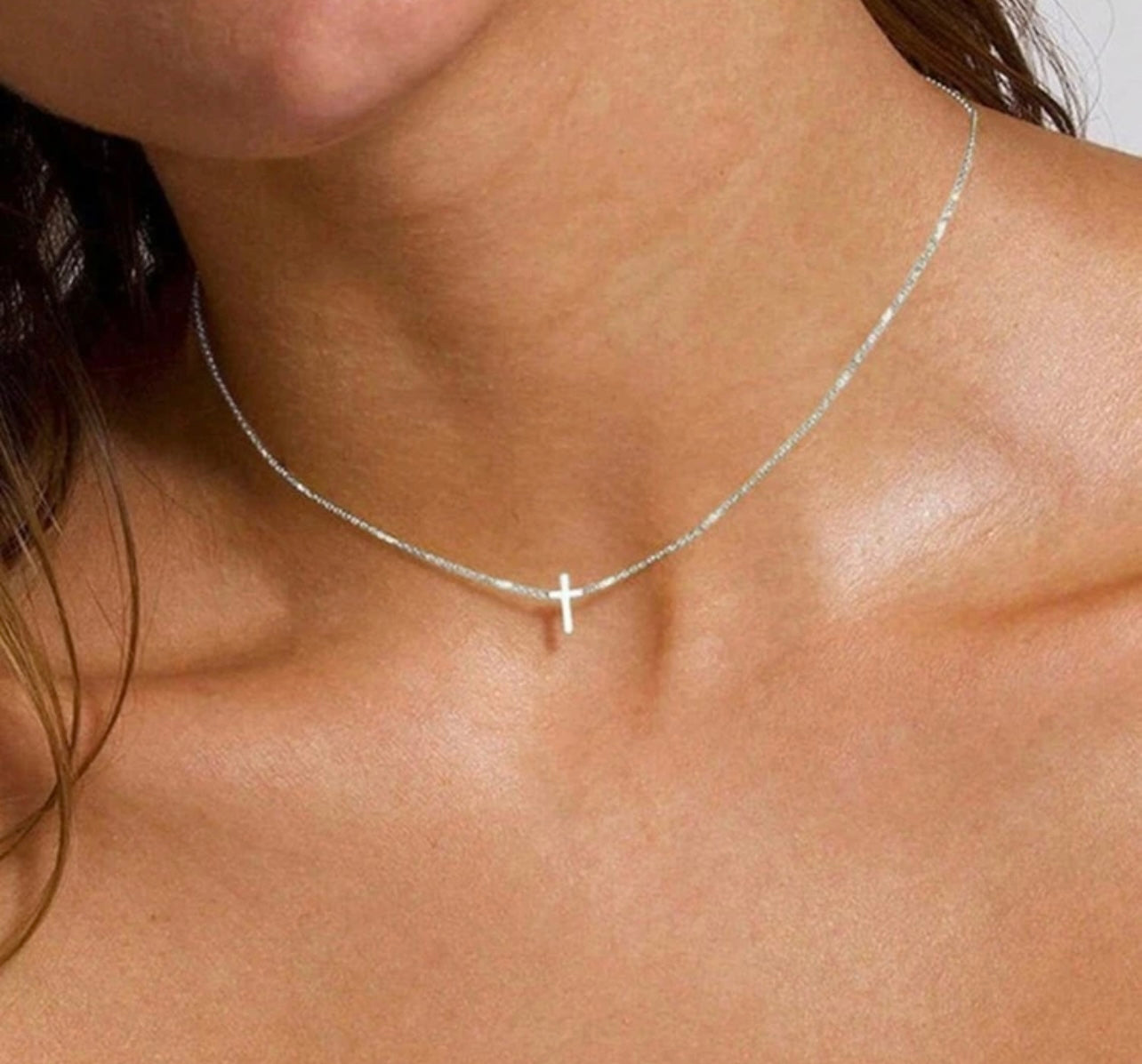 Silver Dainty Cross Necklace