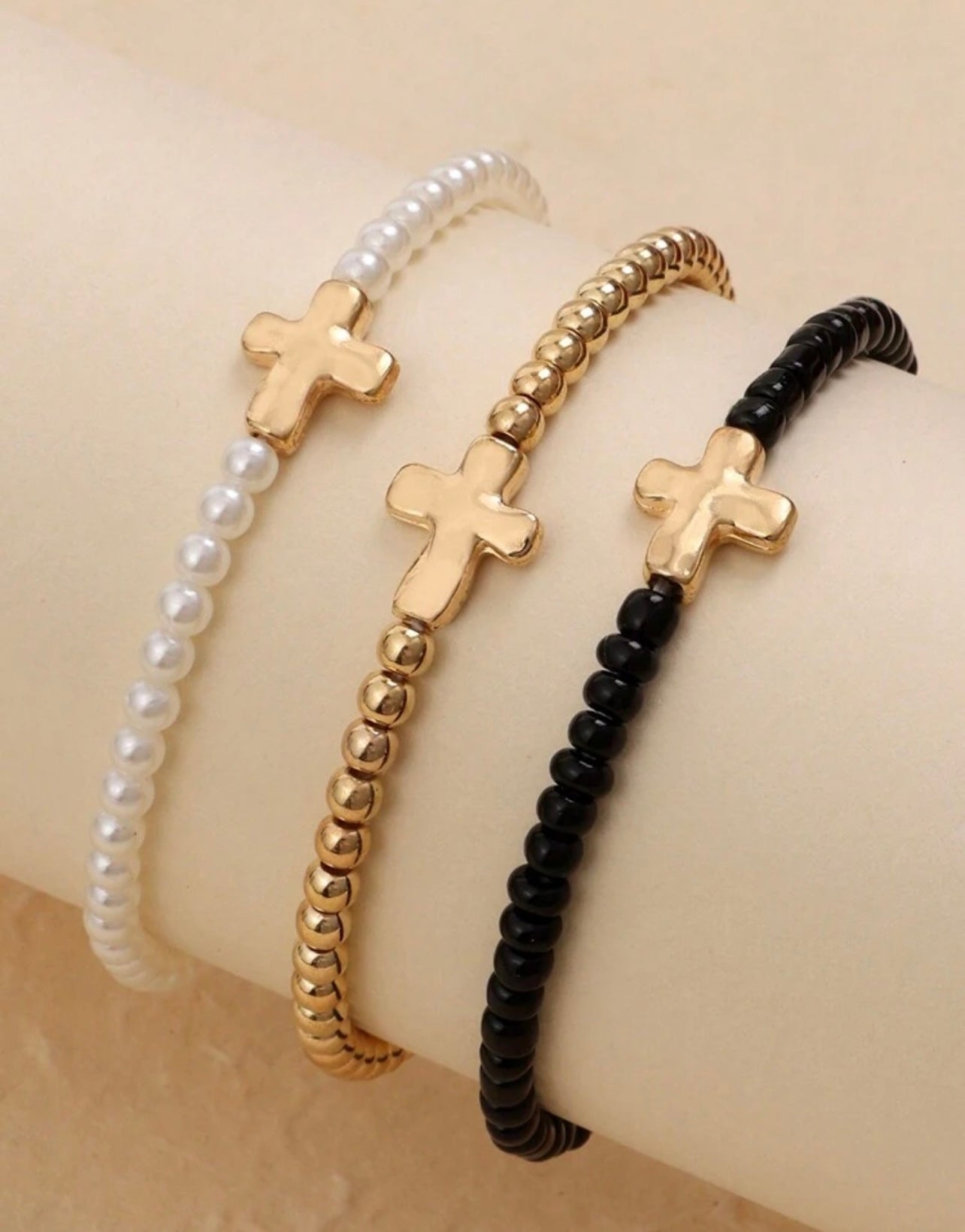 Pearled Cross Bracelet