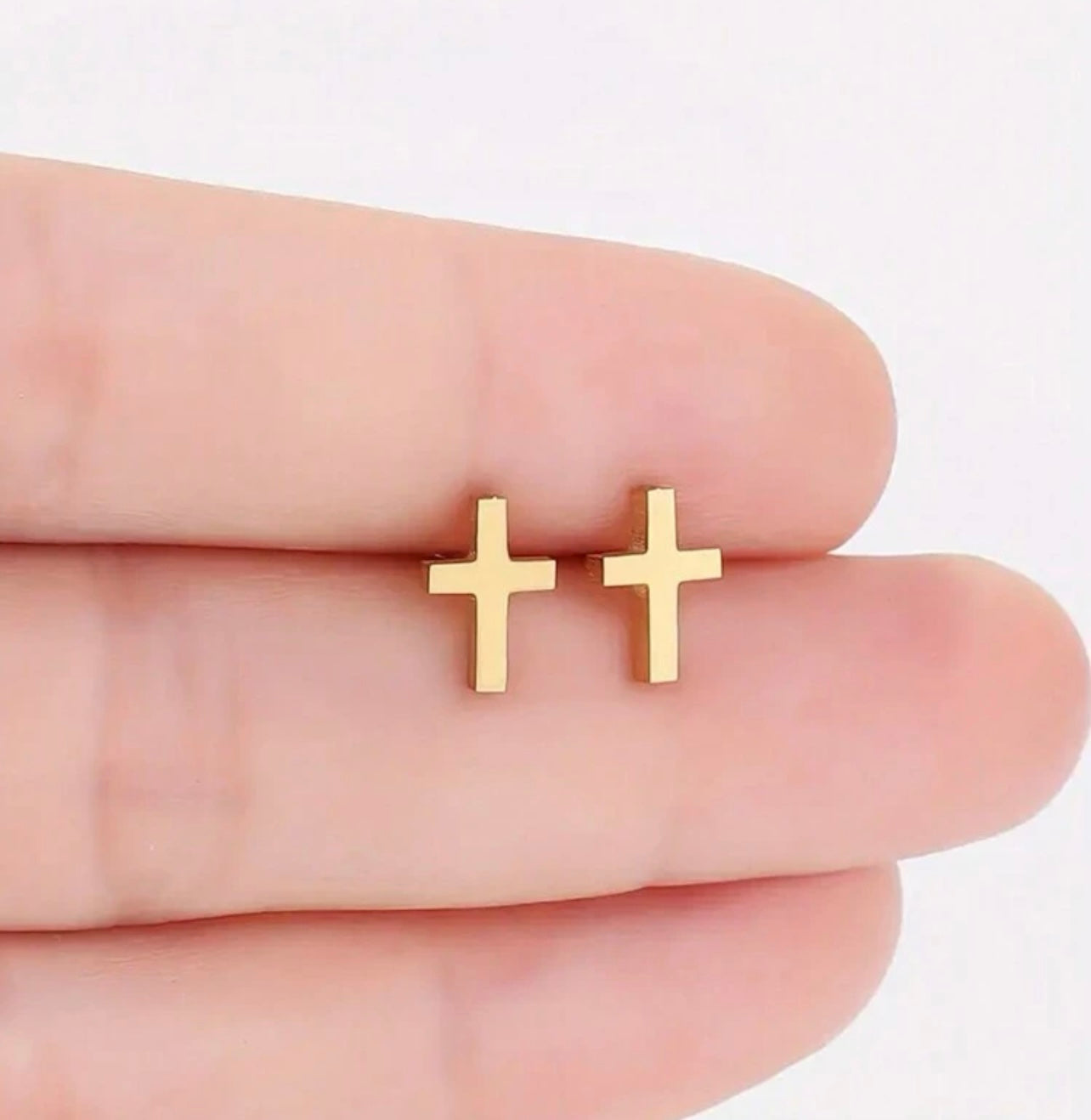 Micro Gold Cross Studs