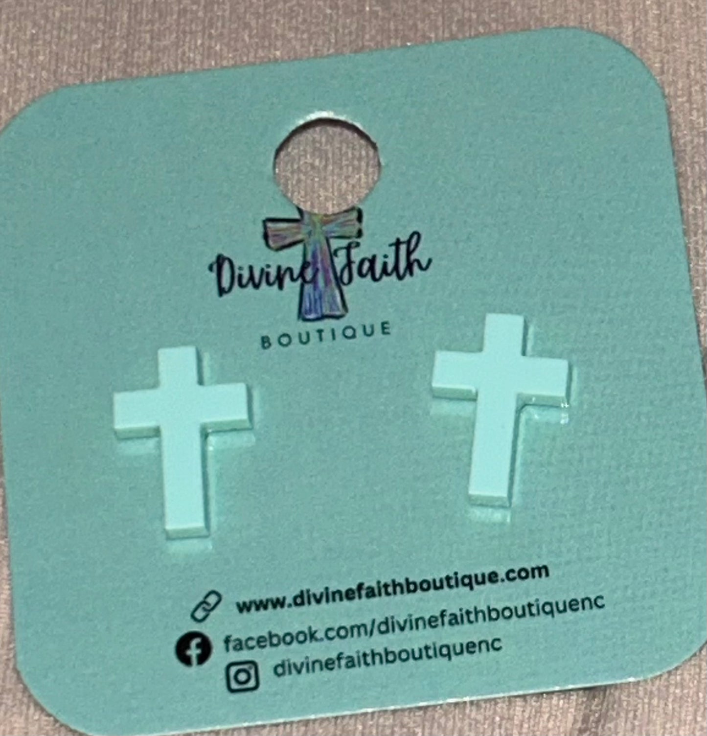 Mint Cross Studs