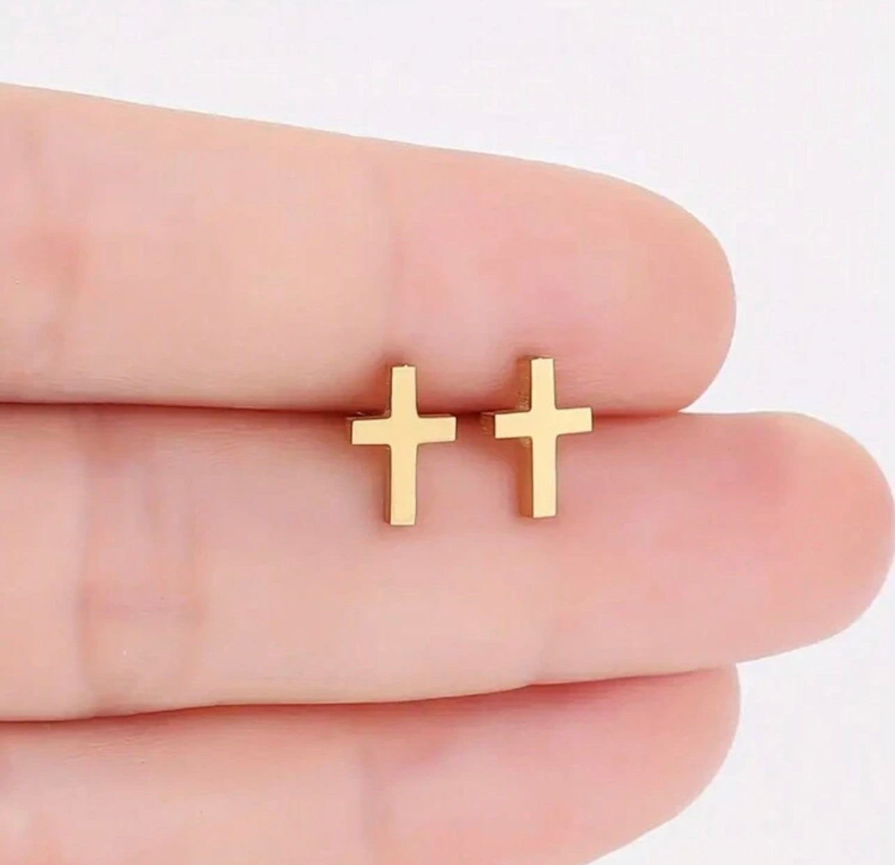 Gold Cross Studs